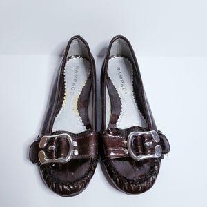 Rampage US 8M Brown Metallic Moccasin Flat Shoes